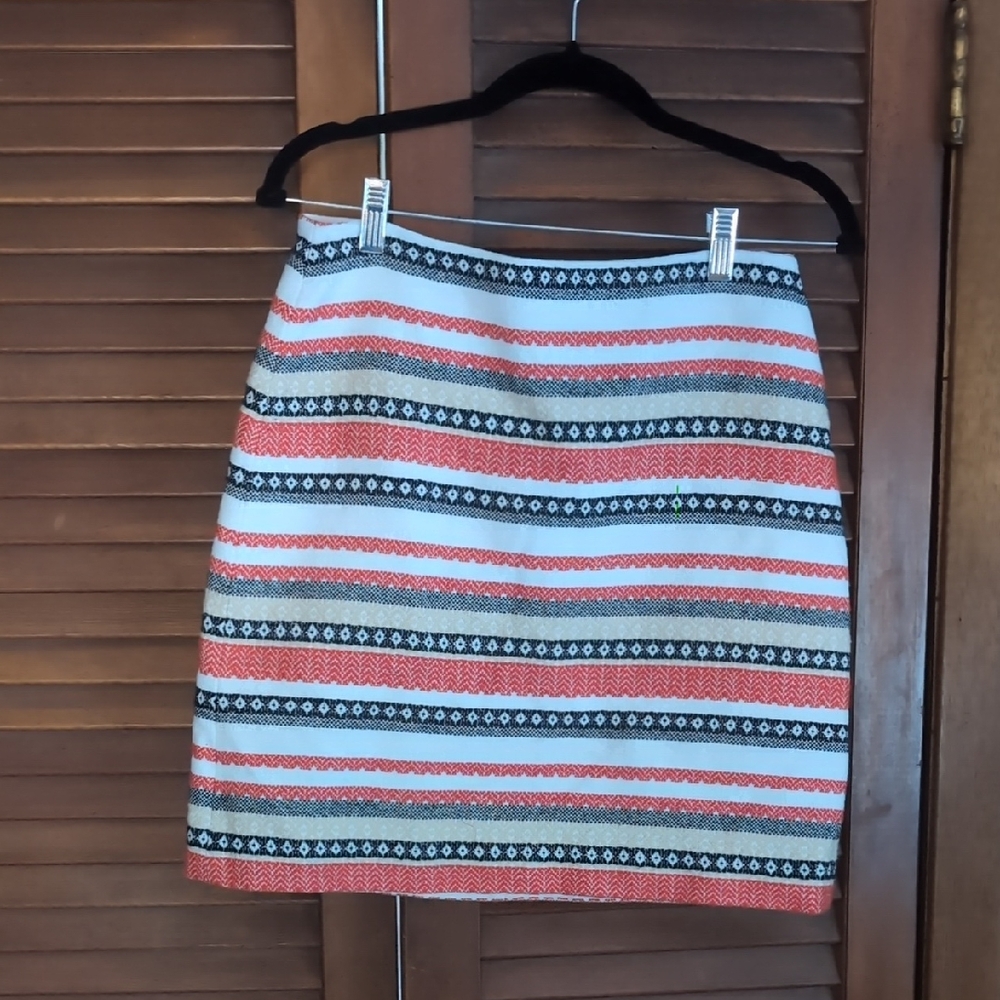 LOFT Black and Red Striped Pencil Skirt